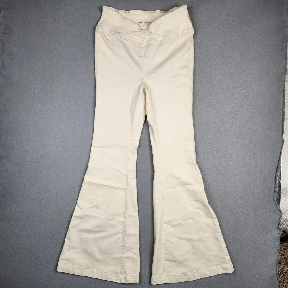 Free People Jeans Venice Beach‎ High Rise Criss Cross Waistband Flare Size 29